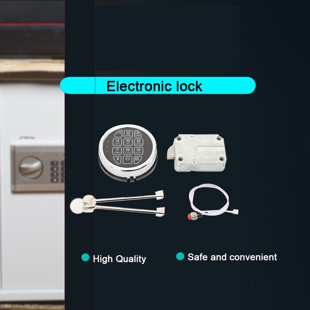 Gun Safe Lock Replacement Chrome Keypad Safe Electronic Lock Solenoid 2 Key