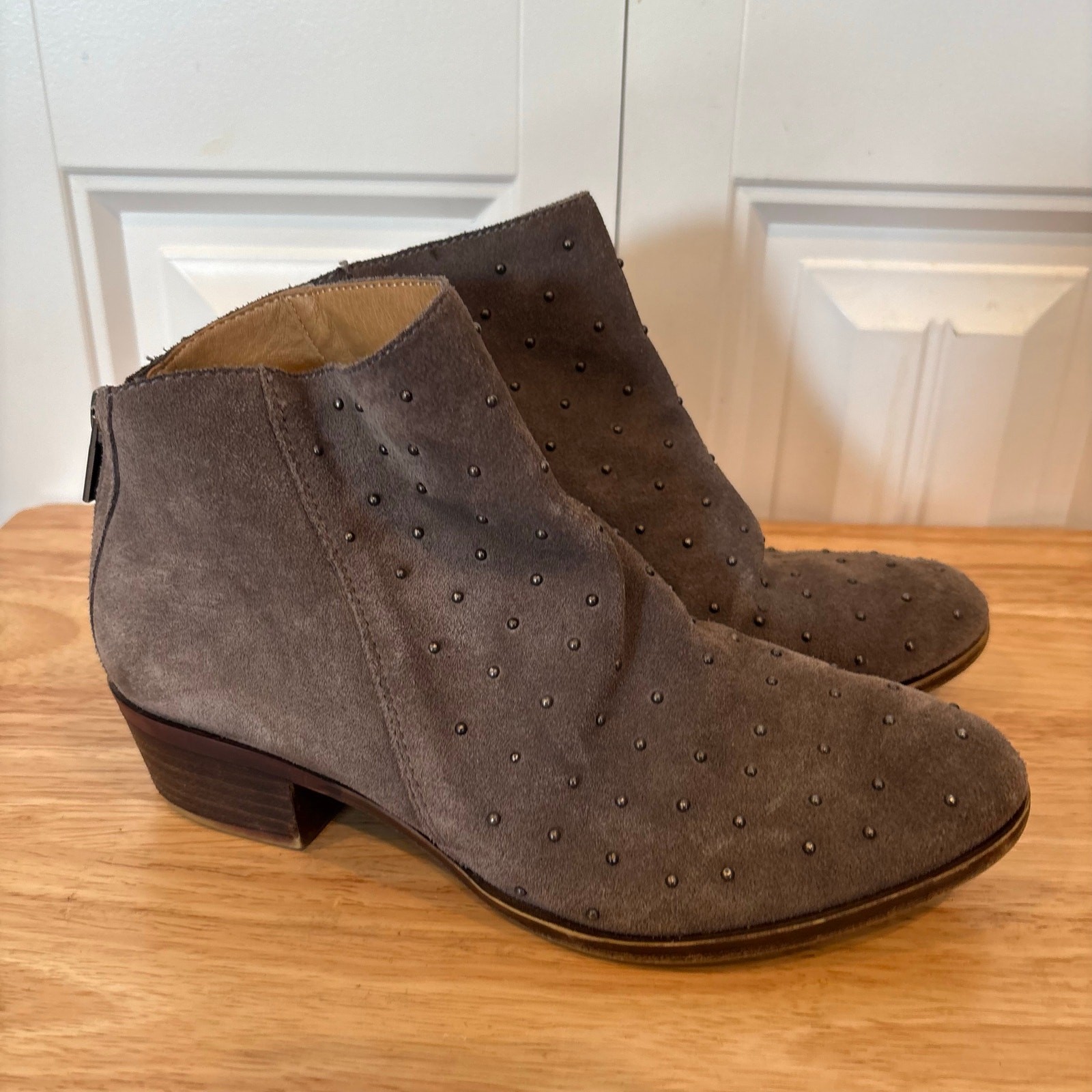 Lucky Breena Gray Studded Ankle Boots Size 6