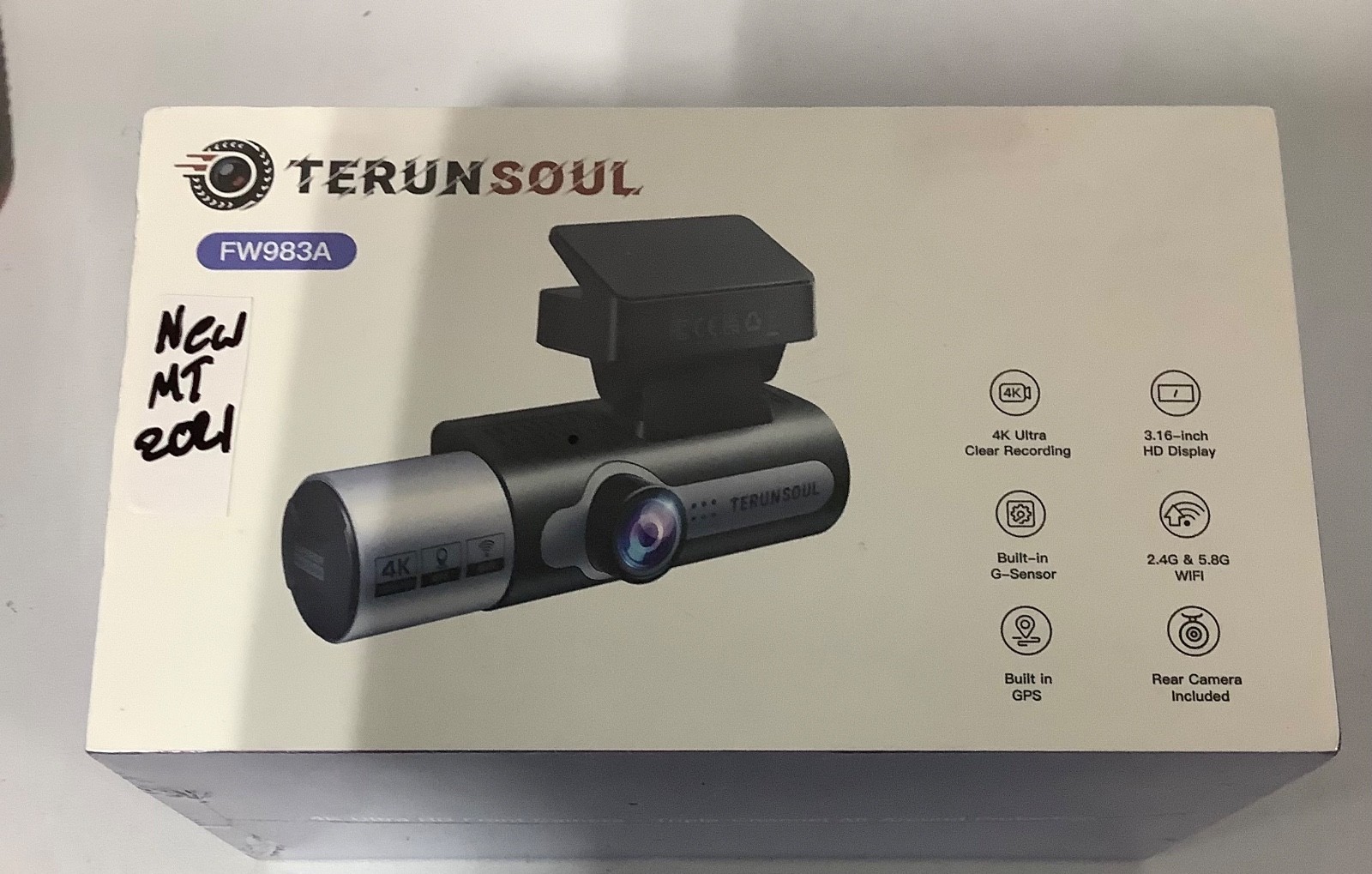 TERUNSOUL 4K Dash Camera Front Rear Cabin GPS WiFi-Sealed/New