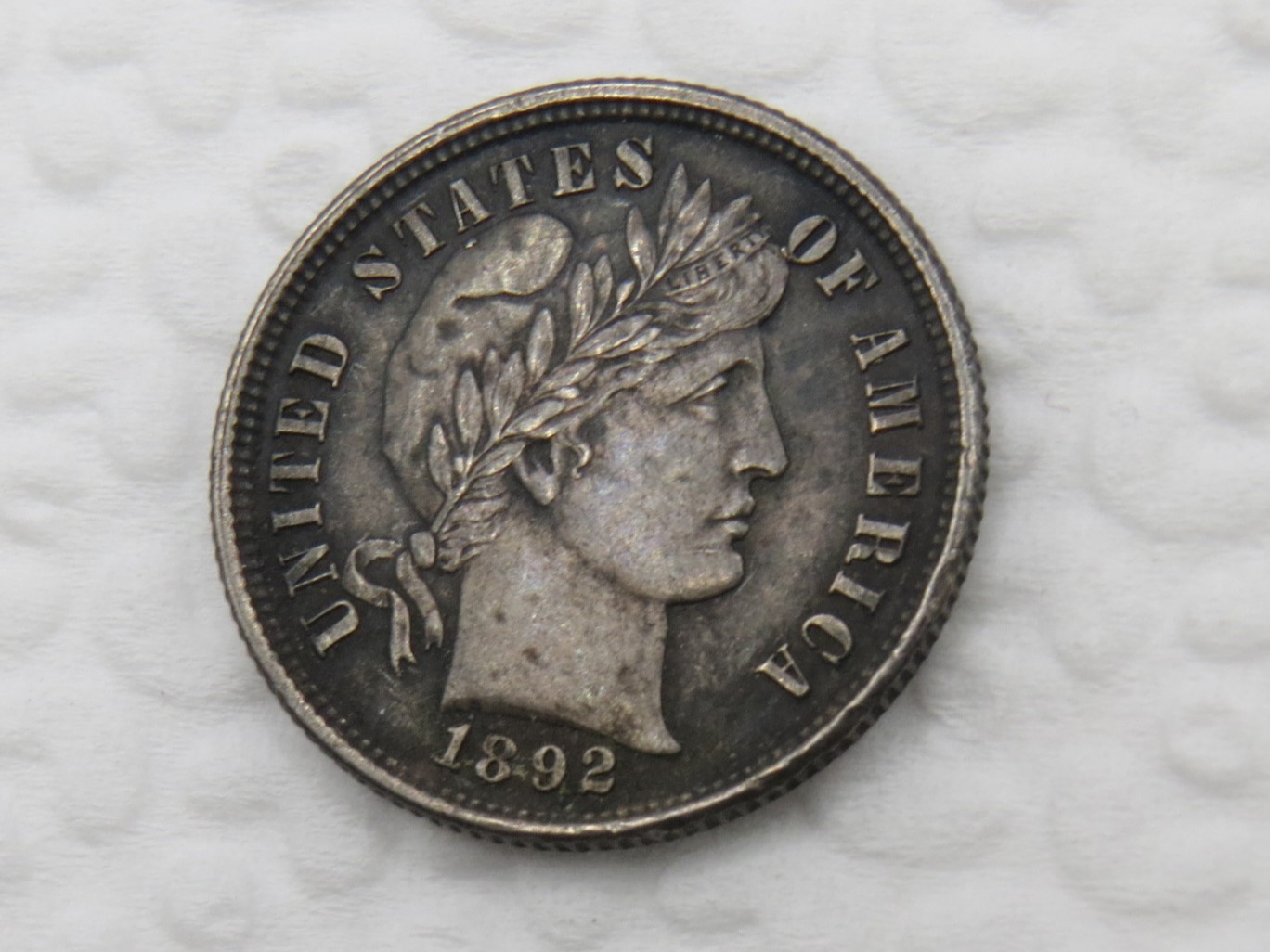 1892 P Barber Dime - AU - Beautiful Dark Toning - Sharp Strike