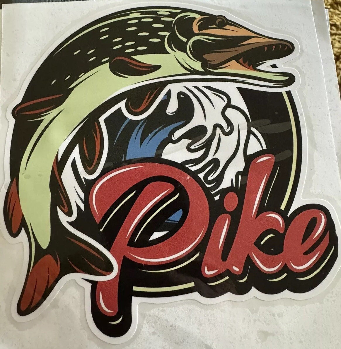 PIKE FISHING STICKER, Laptop, MANCAVE, Rod Tube, Fishing Box Sticker