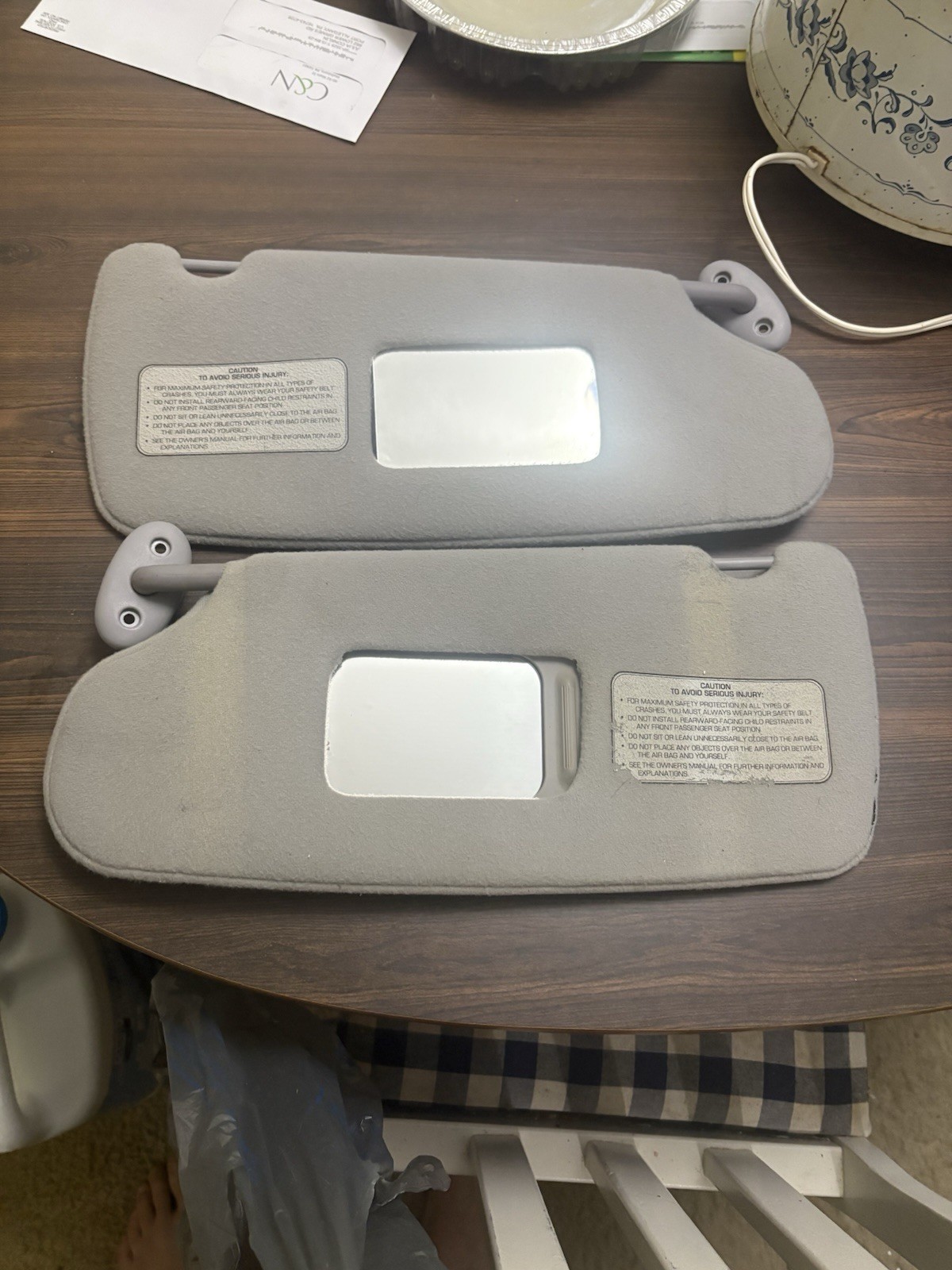 1996-2003 Dodge Grand Caravan Driver & Passenger Side Sun Visor Pair Set D.Gray