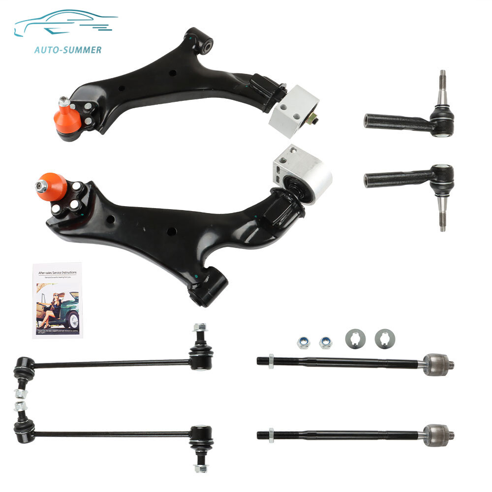 8 Front Lower Control Arms Tie Rods Kit For 10-17 Chevy Equinox LT LTZ 2.4L 3.6L