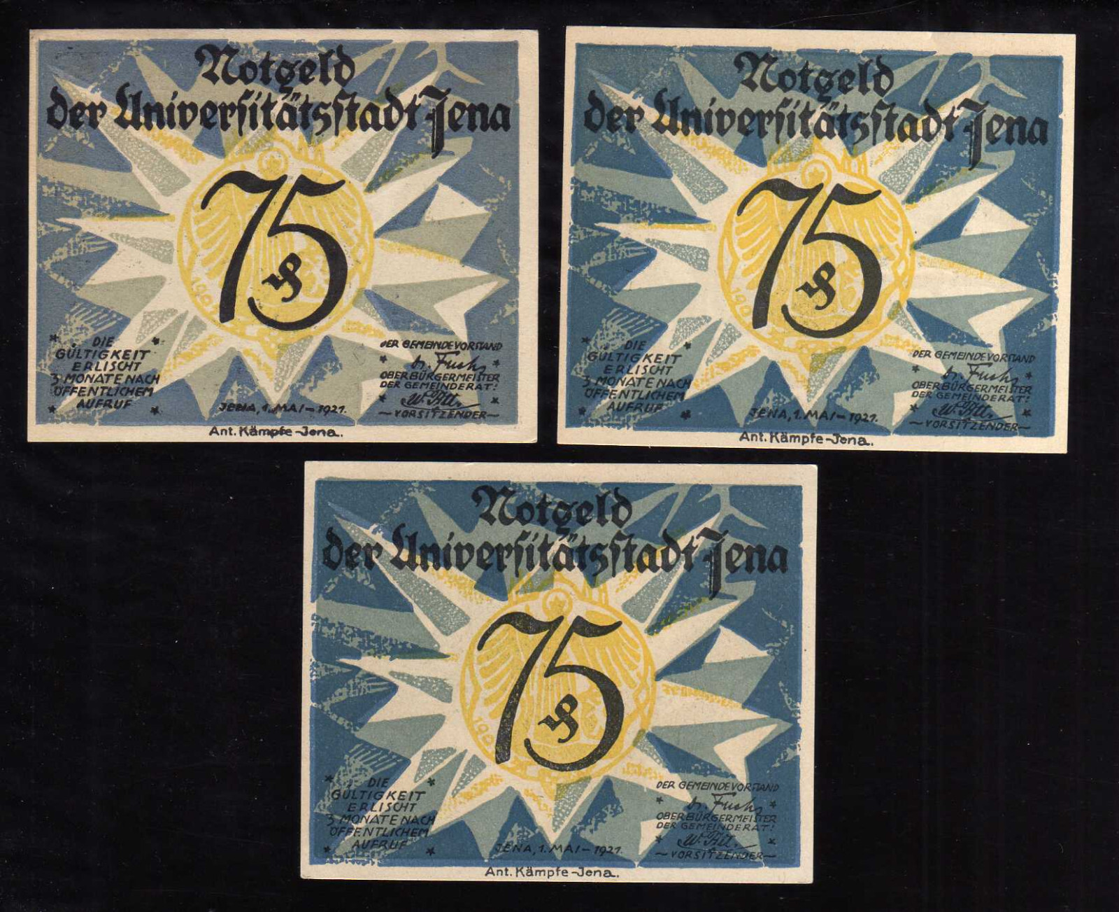 JENA - GERMANY NOTGELD - 3 x 75 PFENNIG