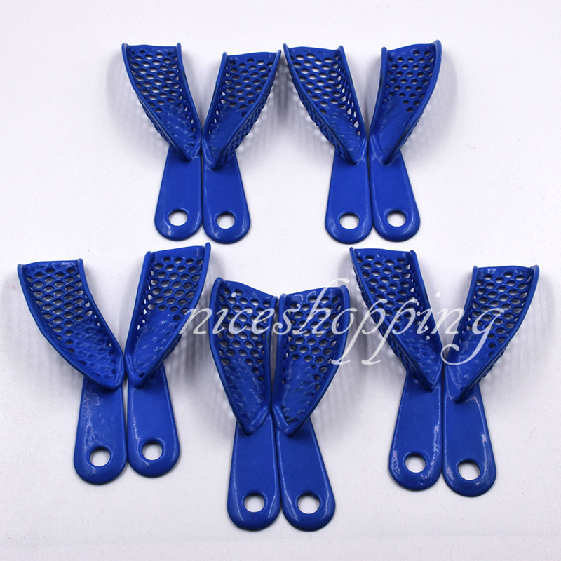 10 Pcs Dental Plastic-Steel Impression Trays Denture Instruments Materials