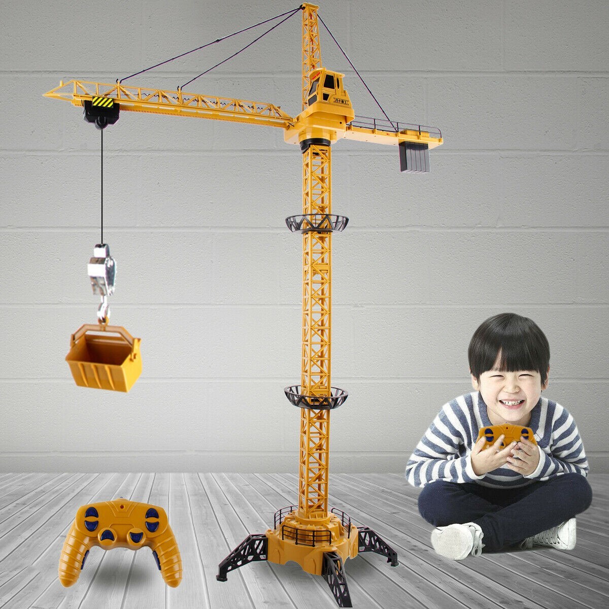 50inch RC Construction Crane Toys Playset Vehicle Tower Equipment for Kids Boys