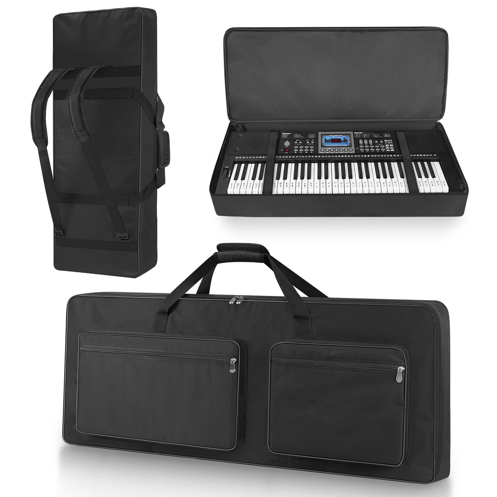 61 Key Piano Keyboard Case Bag 40.6''x6.1''x17'',Portable Padded Keyboard Gig...