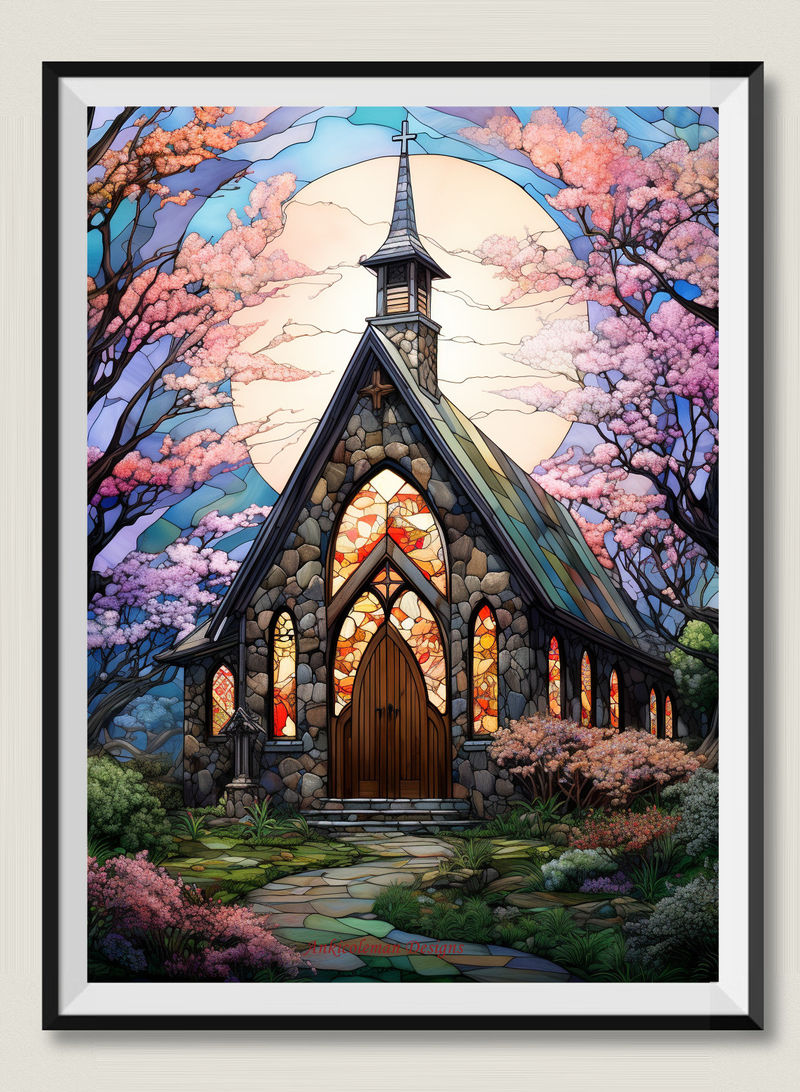 Chapel in Spring - DIY Chart Counted Cross Stitch Patterns Needlework DMC Color