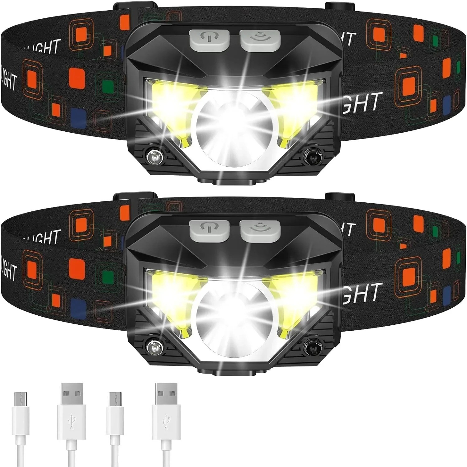 Headlamp Flashlight 1200 Lumen LED Rechargeable Headlight White Red Light