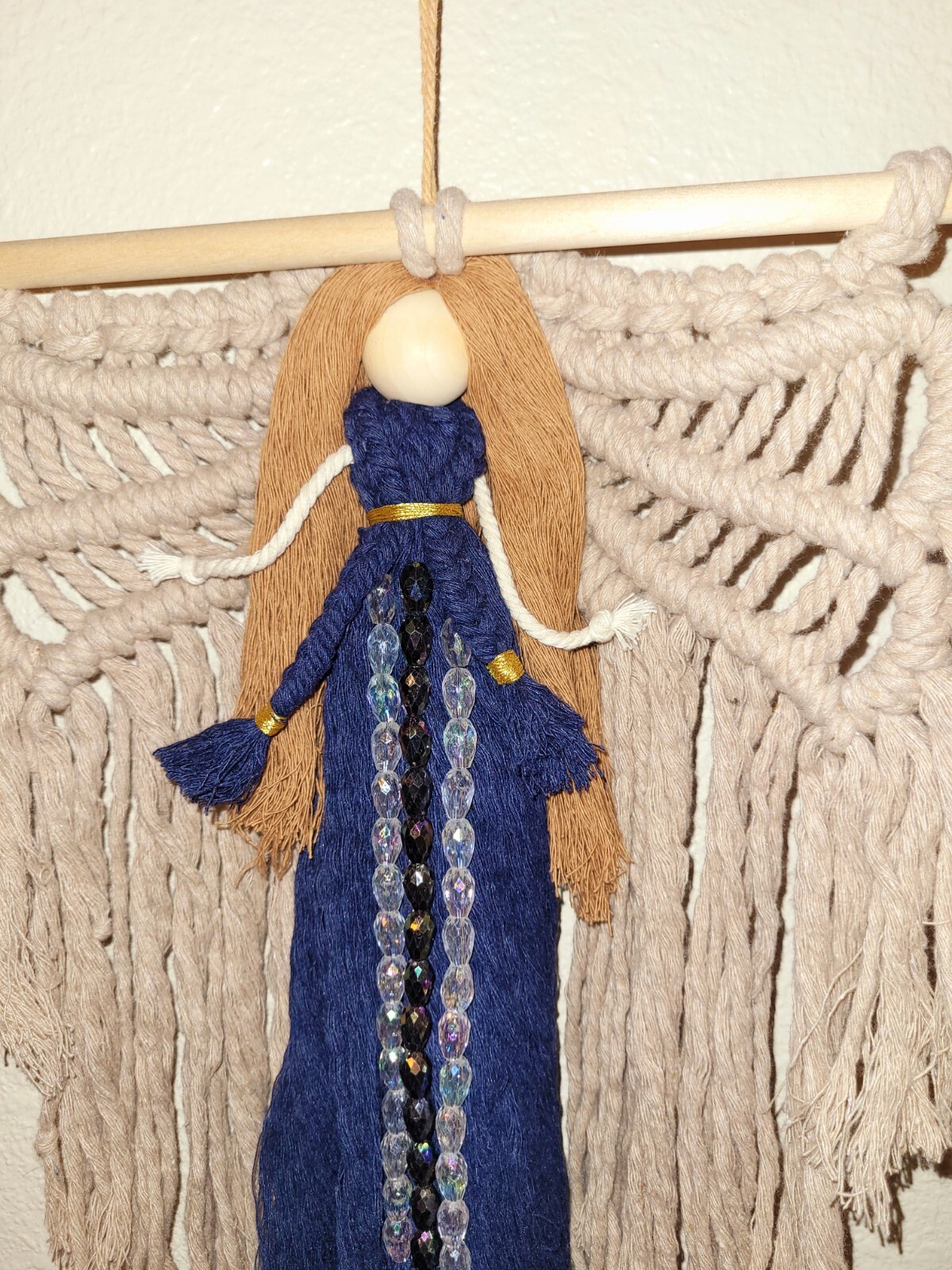 Macrame Handmade Wall Hanging Decor Crocheted Angel Doll Made From Cotton Thread