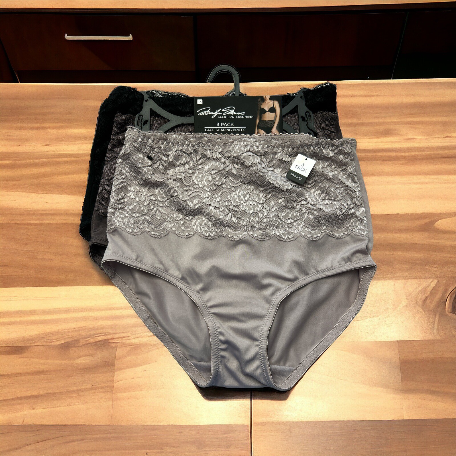 Marilyn Monroe 3pc MM7305 Lace Shaping Briefs~1X~Double Layer~ Tummy Panel $42