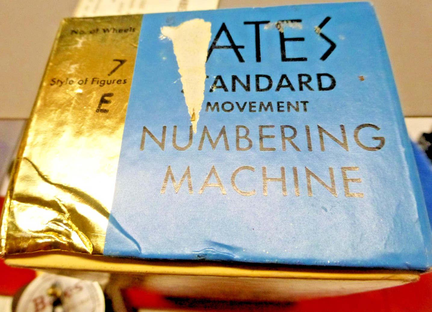 Vintage Bates American Numbering Stamp Machine 7 Wheels Style E With Box