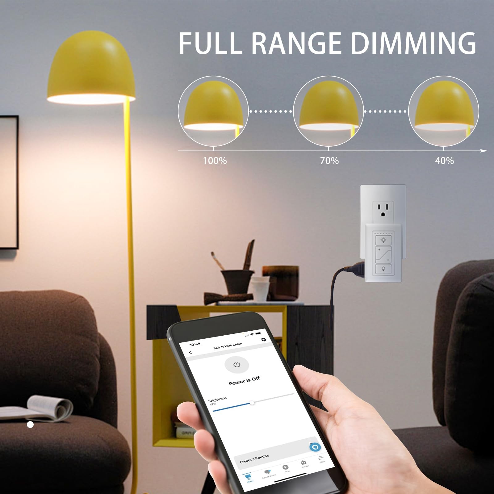 Plug in Dimmer, Wireless Dimmer Plug with Remote, Digital Plug Light Switch f...