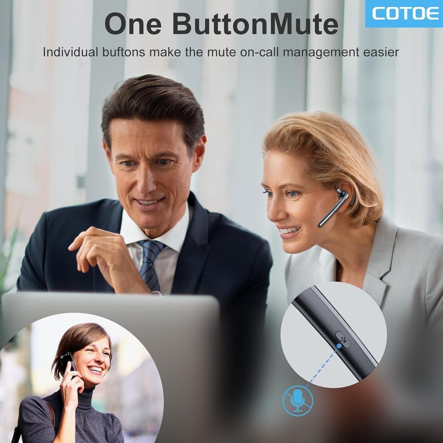 Bluetooth Headset V5.3, Wireless Earpiece with 500mAh Charging Case Hand-Free...