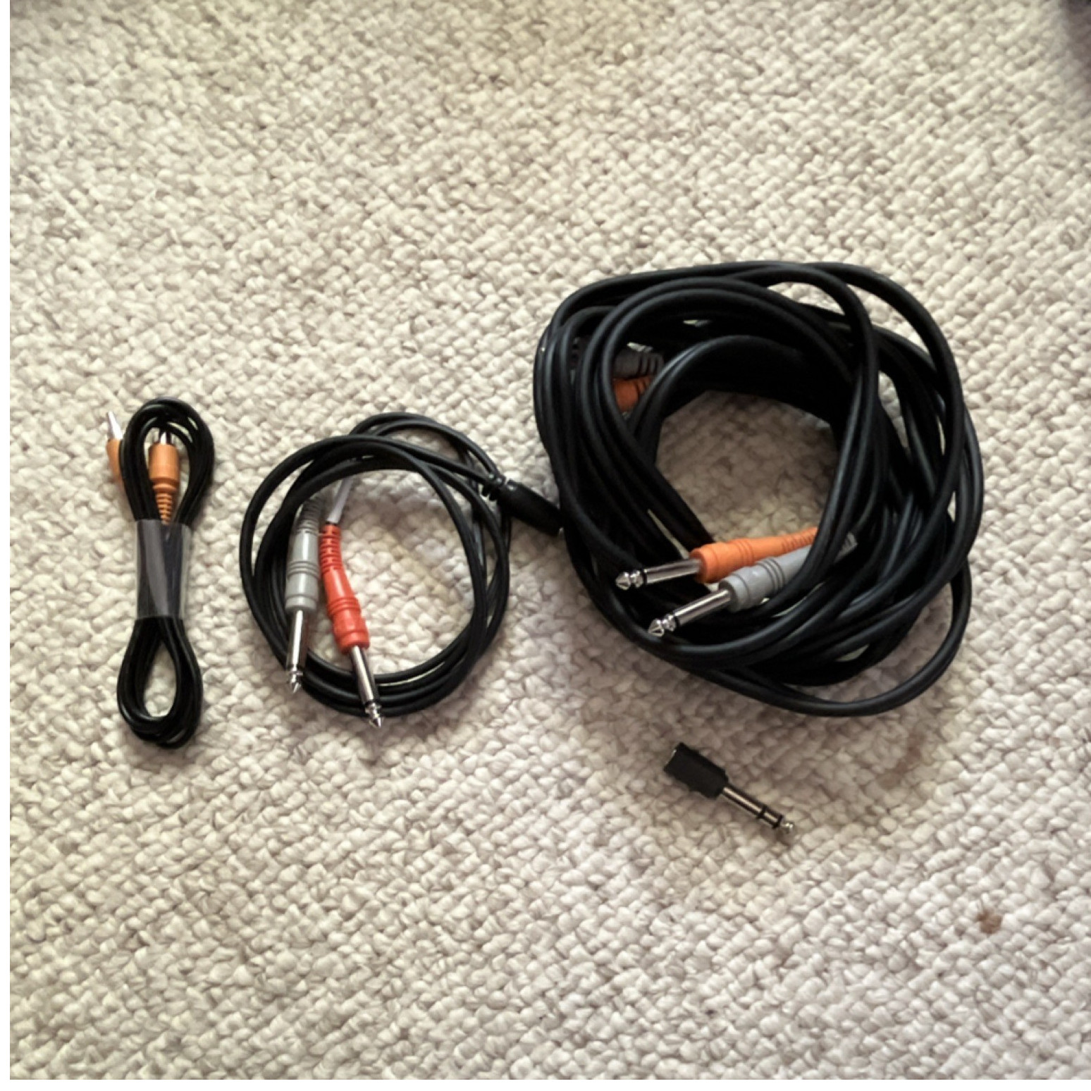 Black Instrument Cable Lot 6.35mm (1/4 in) Jack Male to Male for Guitar & Bass