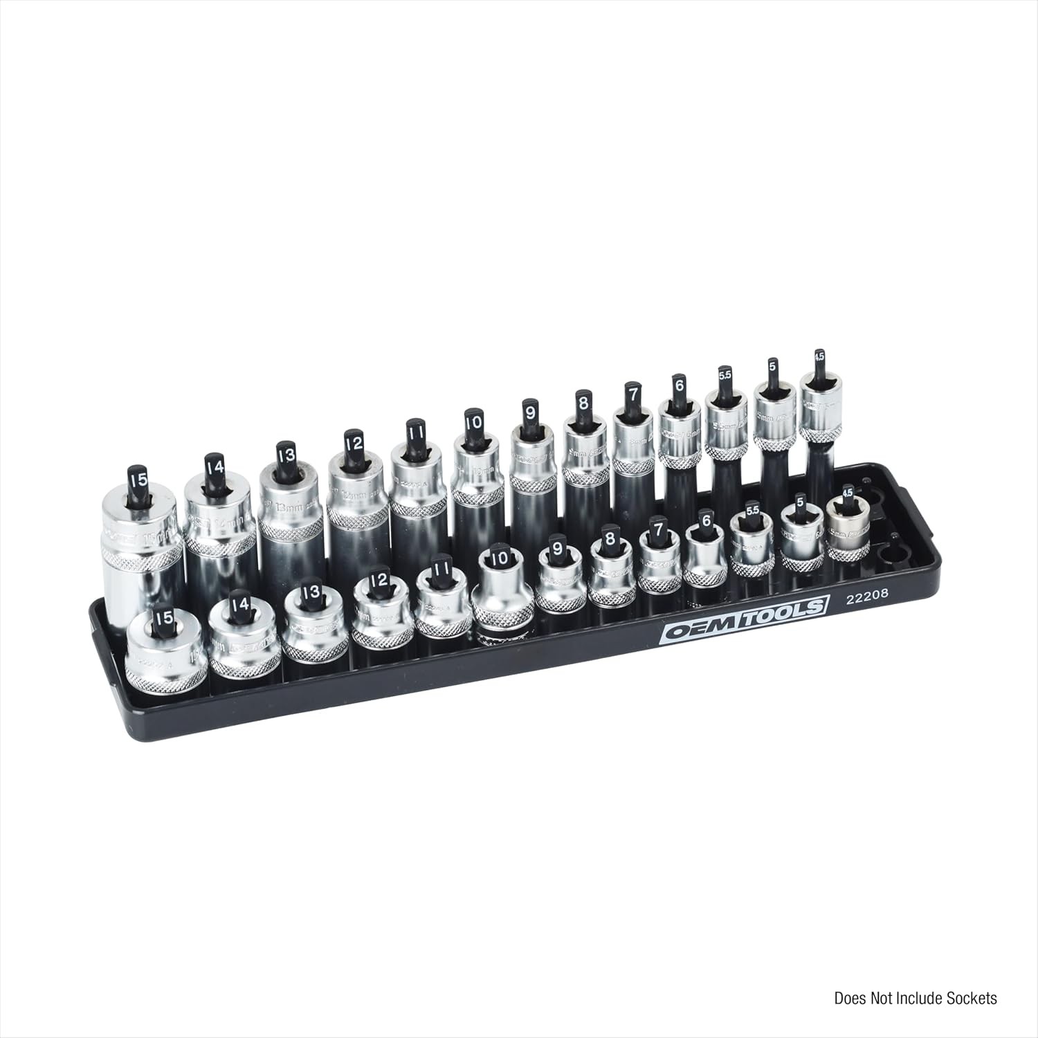 22208 1/4 Metric Socket Organizer Deep/Shallow Sockets, Labeled PostsSize: 1/4"