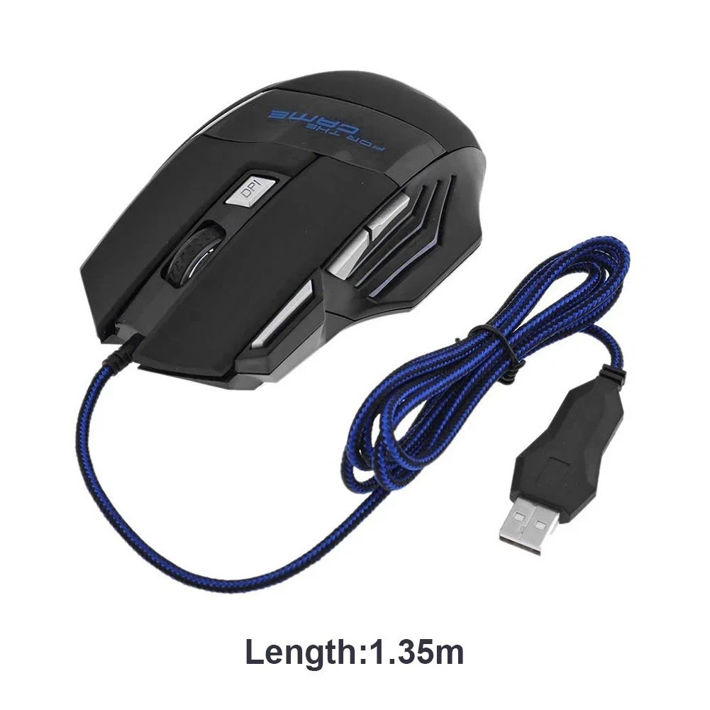 5500 DPI Gaming Mouse 7 Button USB Wired LED Breathing Fire Button Laptop PC