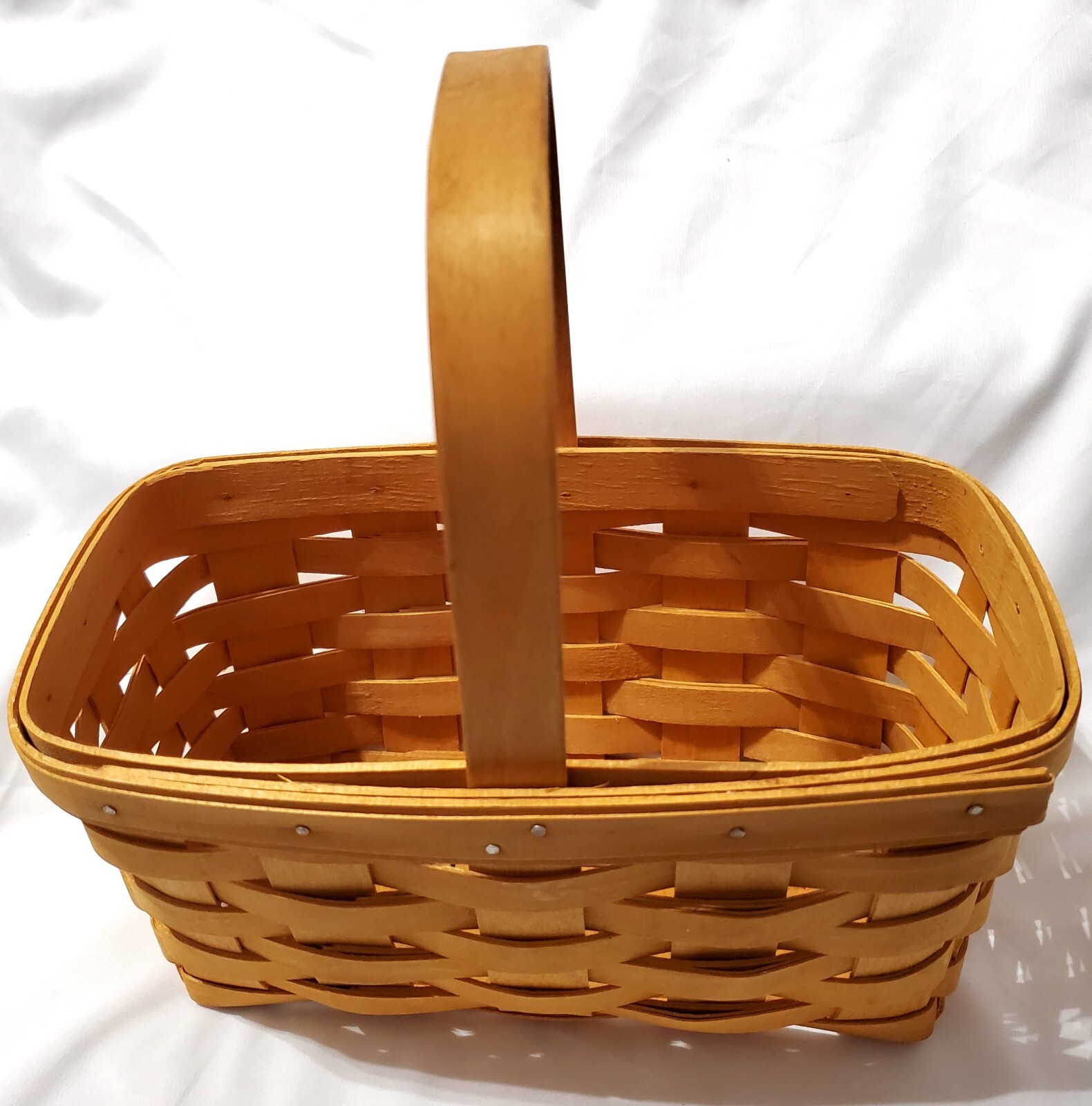 Longaberger CANDLE BASKET fixed center single handle 9"x5"x5 9.5" high RKH 1999