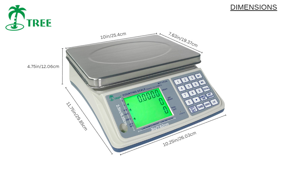 Tree MCT Plus 33 Counting Scale for Warehouse, Fast Stabilization 33lb x 0.001lb