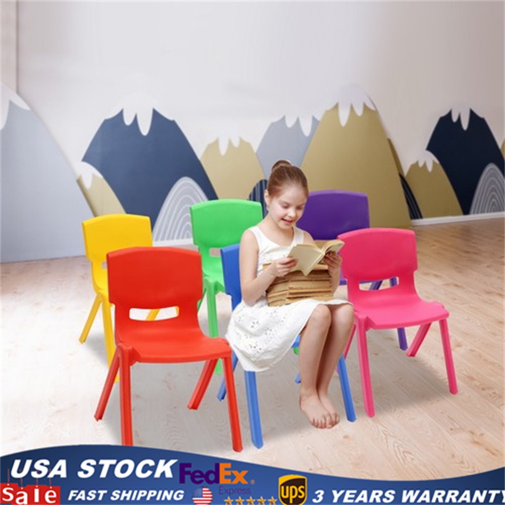 Stackable 6 Pcs School Chairs Kids Plastic Stack Chairs Toddler Chair Multicolor
