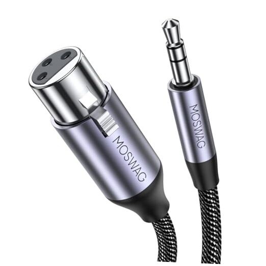 XLR to 3.5mm Cable Balanced Female XLR to 1/8 inch Microphone Cable, 6FT Black