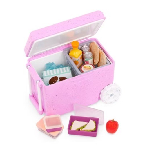 Our Generation Rolling Camping Cooler & Play Food Accessory Set