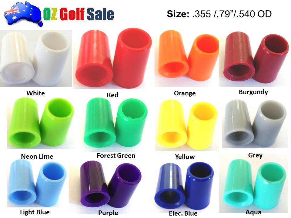 12PCS .355" SUPER PREMIUM GOLF IRON COLORED FERRULES - L .79"; .540OD -12 Colors