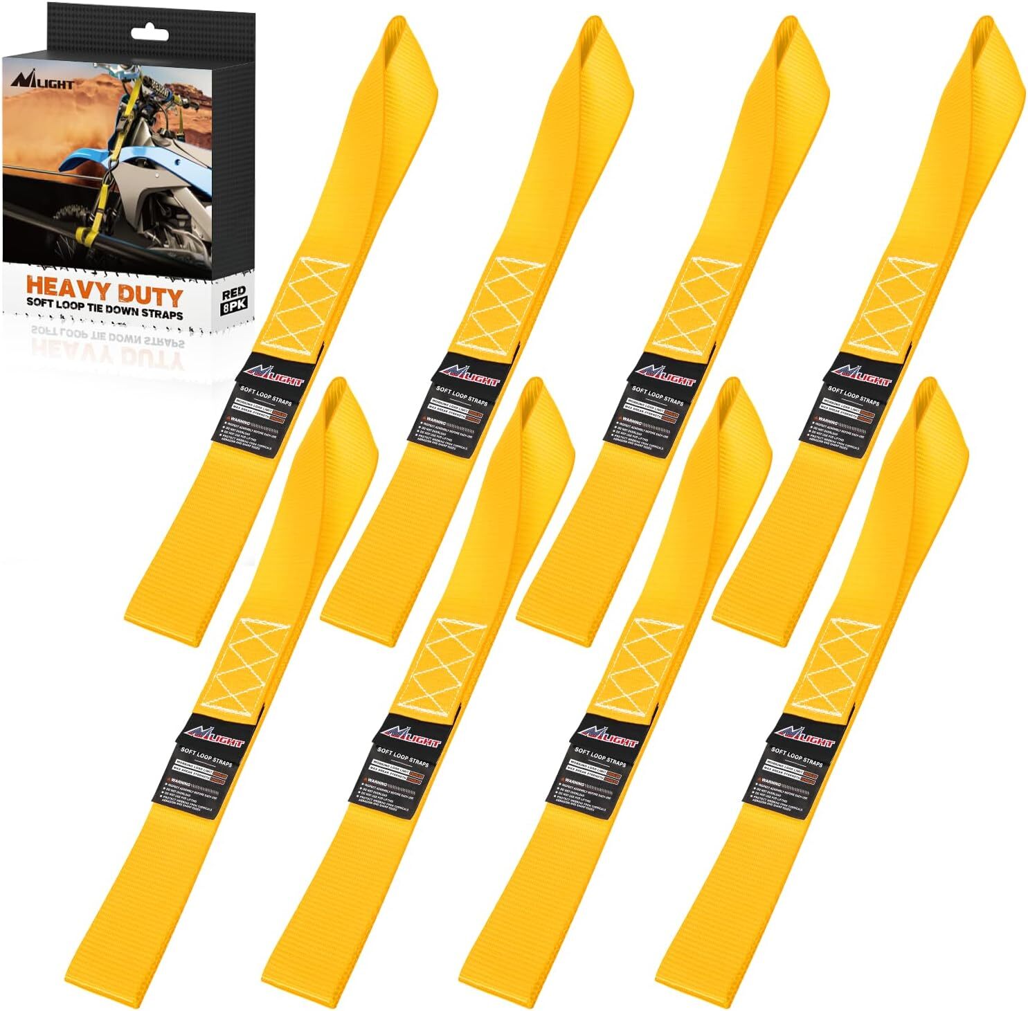 Nilight Motorcycle Tie Down Straps Max Break Strength 12000Lbs Yellow