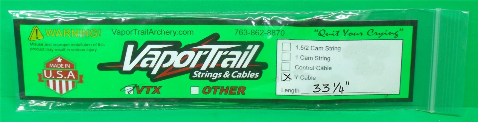 New VaporTrail Archery VTX Premium Replacement Y Cable - 33 1/4"
