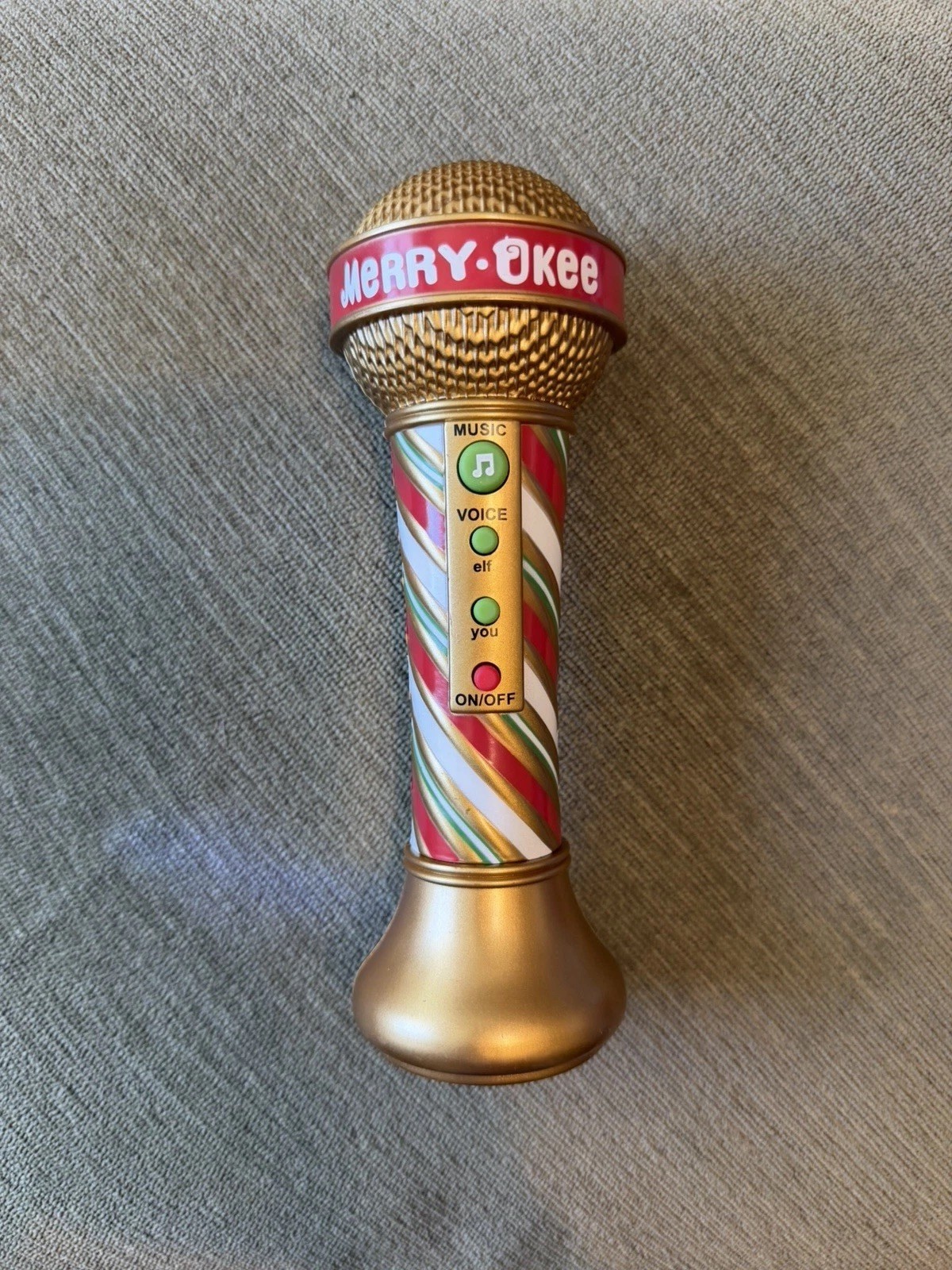Hallmark Christmas Gold Merry-Okee Karaoke Microphone Elf Voice Changer - WORKS!