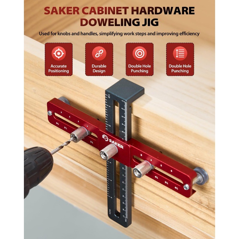 Saker Cabinet Handle Jig for Doors Drawers Adjustable Punch
