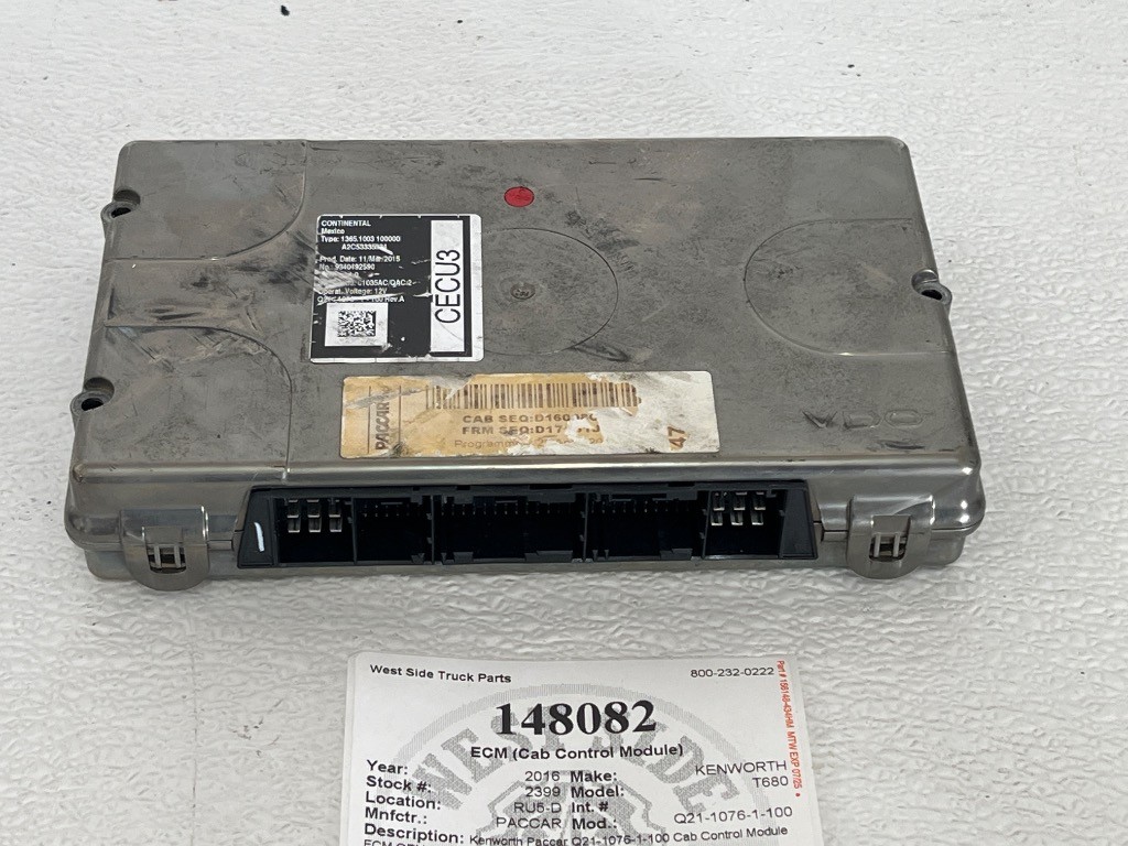 Kenworth Paccar Q21-1076-1-100 Cab Control Module CECU3 ECM OEM From 2016 T680