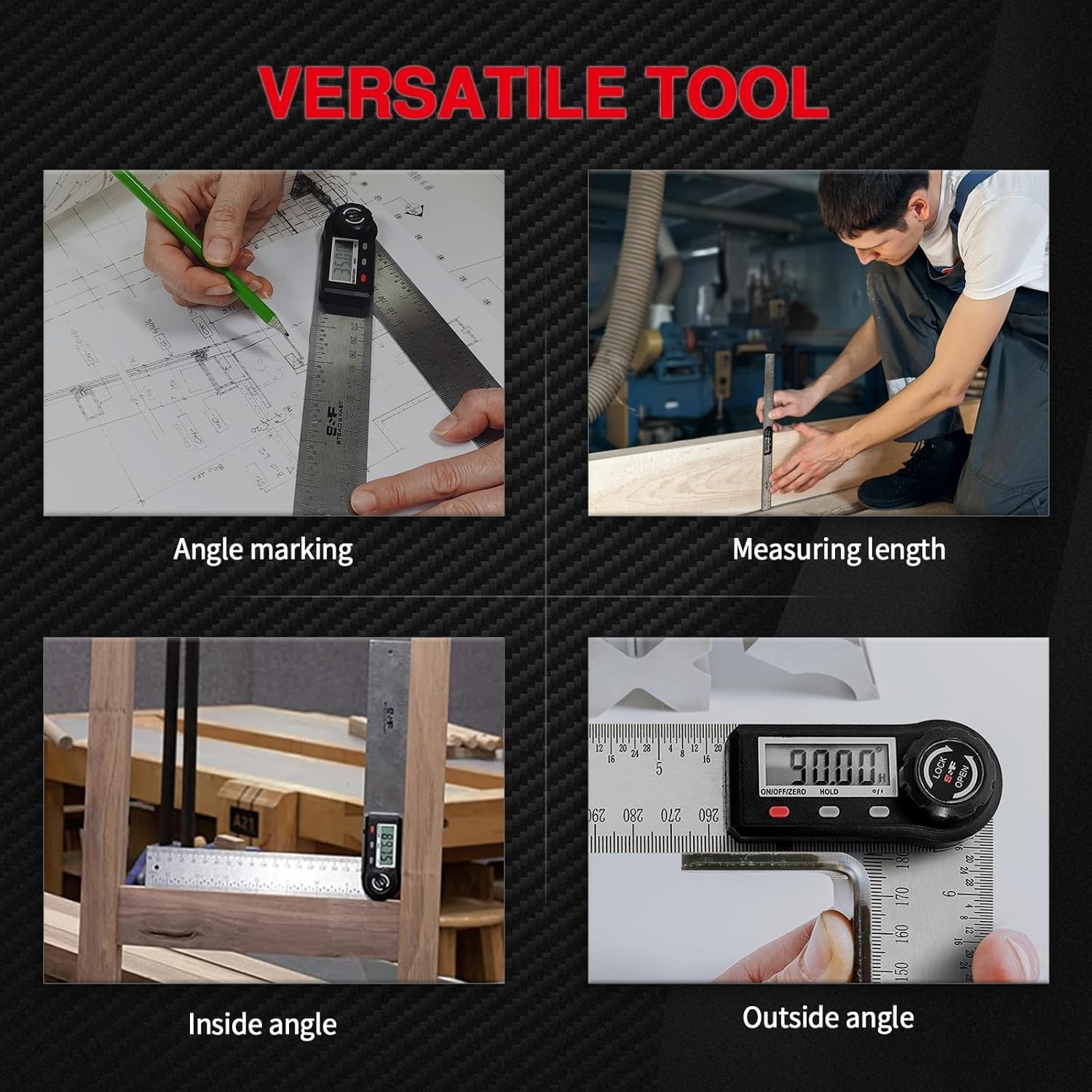 Digital Angle Finder Tool - 7 Inch Stainless Steel Protractor for Precision M...