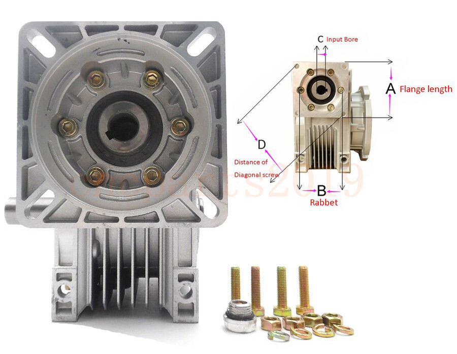 NMRV040 Worm Gear Reducer Gearbox 10:1 for NEMA24/32/34/36 Stepper/Servo Motor