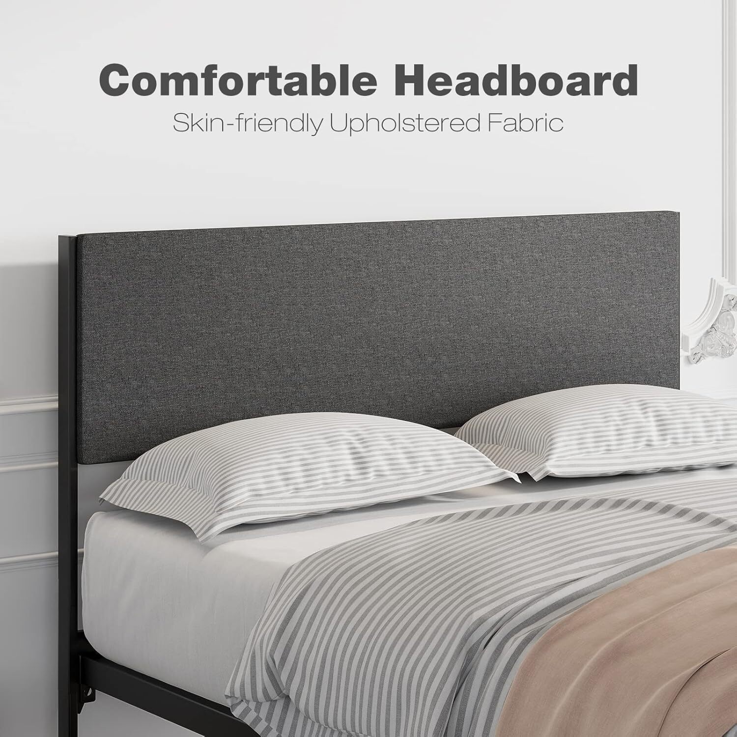 Queen Size Bed Frame, Upholstered Headboard ,Platform Bed Frame, Storage Drawers