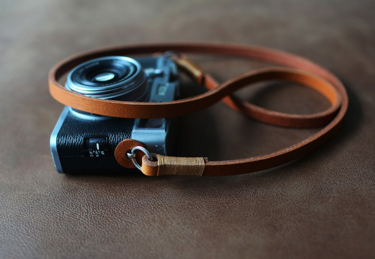 8mm simple brown leather thicken handmade Camera neck shoulder strap | Windmup