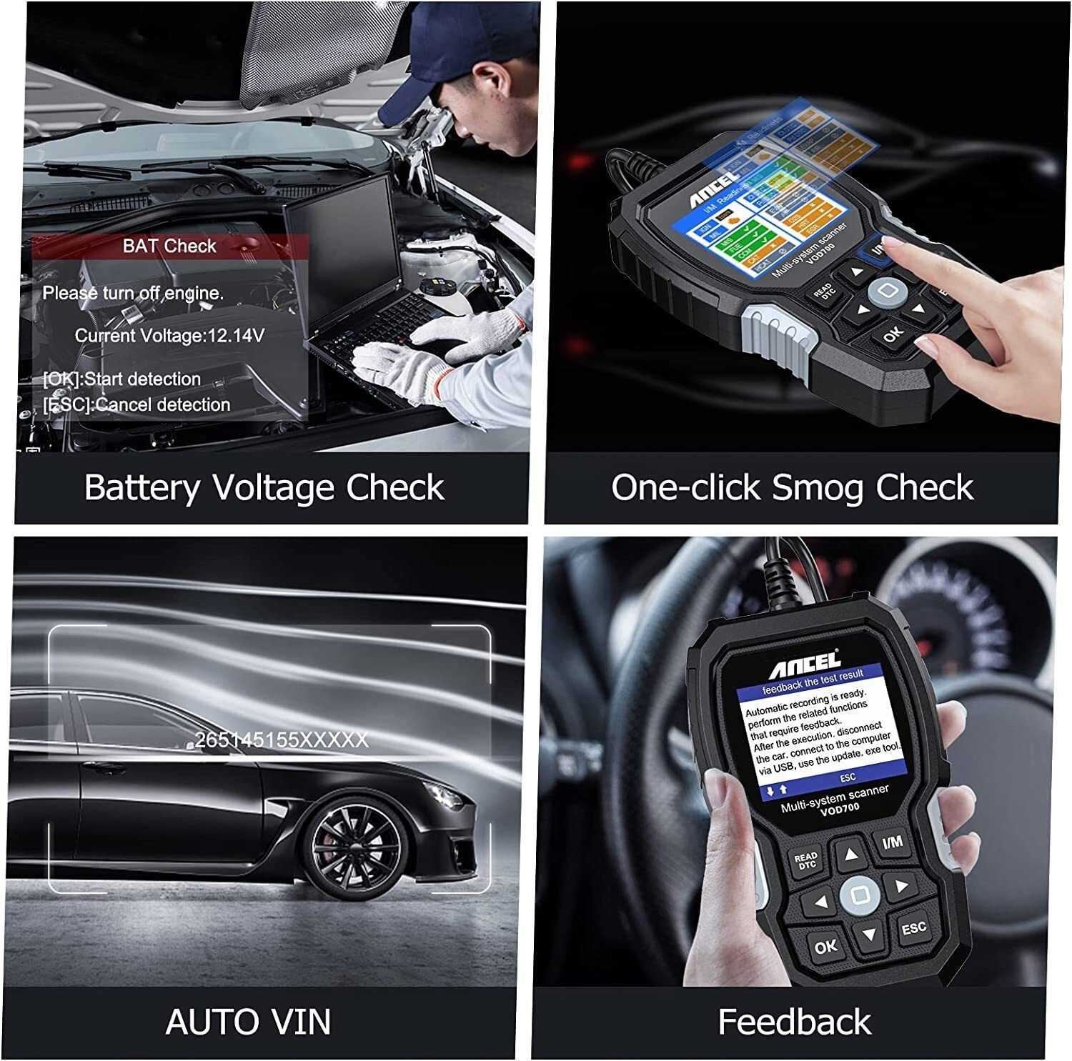 ANCEL VOD700 All System OBD2 Scanner Fits for Volvo Car Code Reader Diagnostic