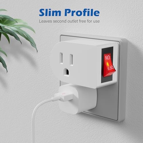 Grounded Outlet Extender with ON/Off Switch (), 3 Prong Single Port 5 Pack