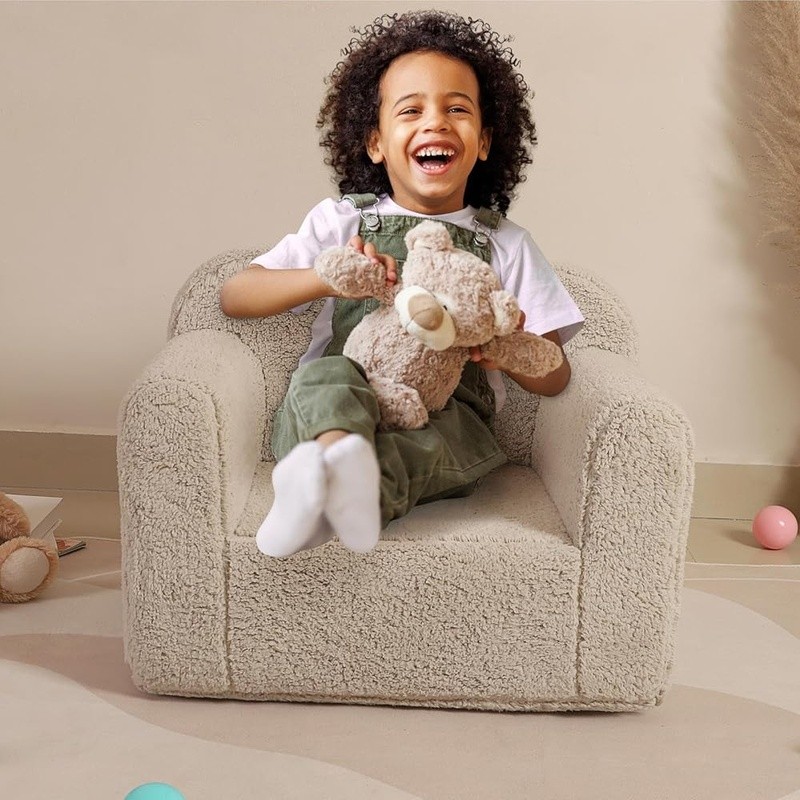 Kids Soft Sherpa Foam Chair Toddler Sofa Cuddly Kids Furniture Removable Cover