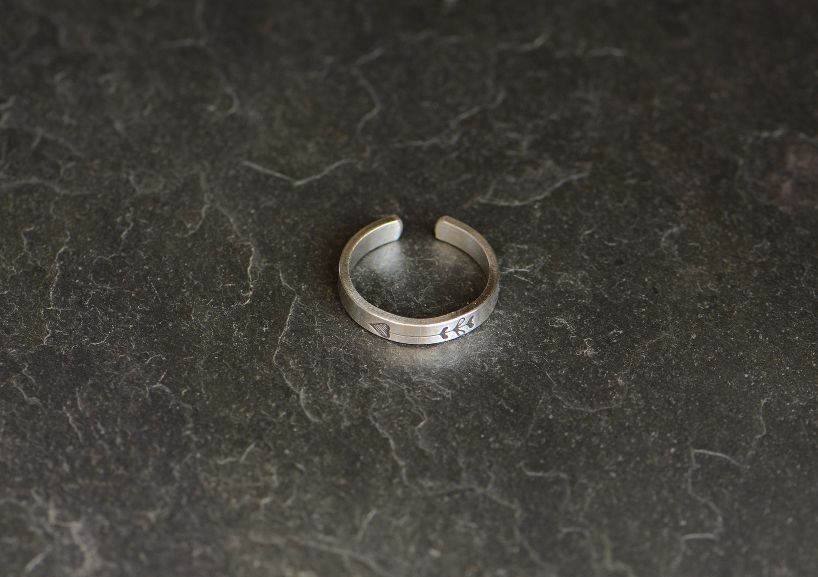 Dainty sterling silver toe ring with small heart arrow - handmade