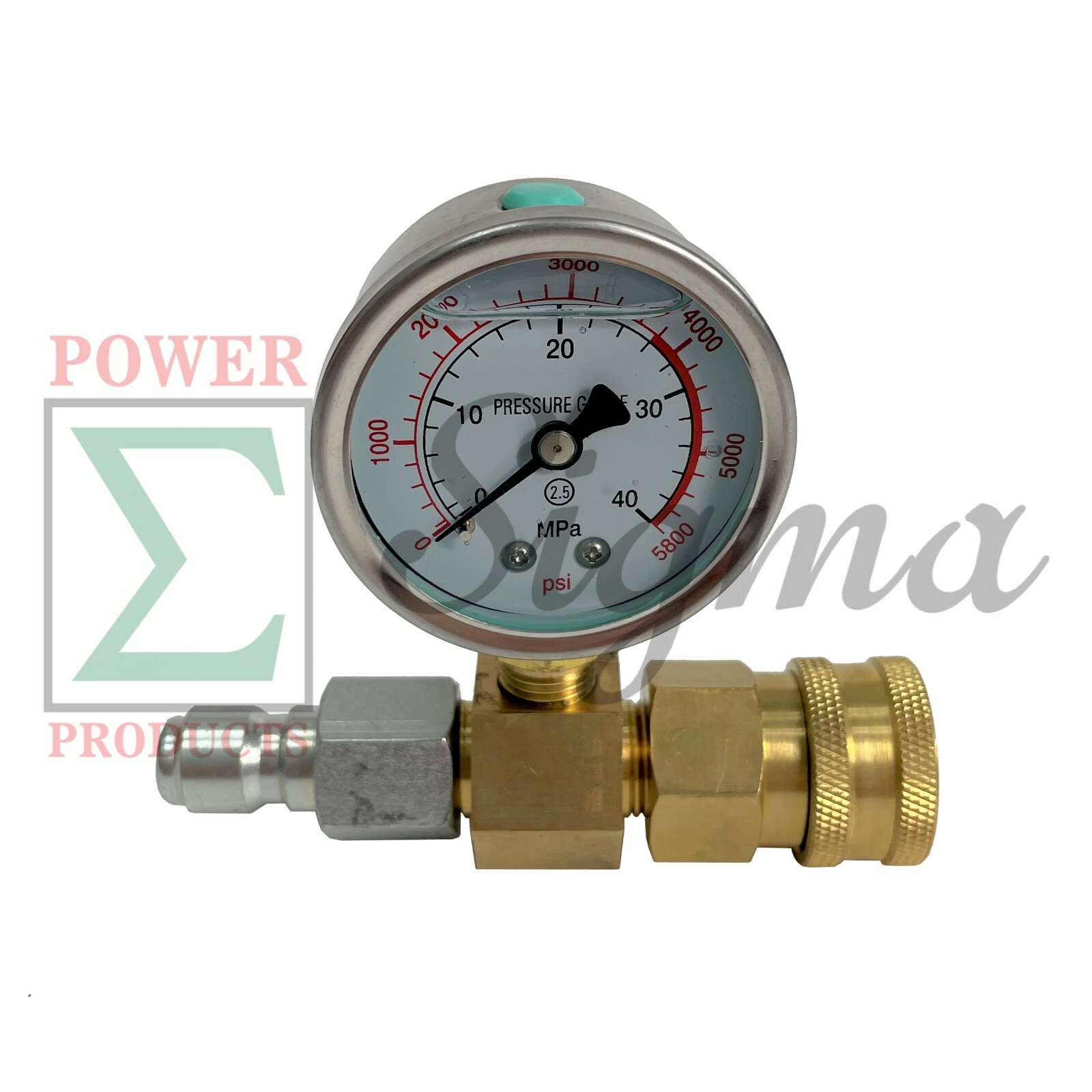 Heavy Duty 5000 5800PSI Pressure Washer Gauge With 3/8" FPT Quick Coupler Socket