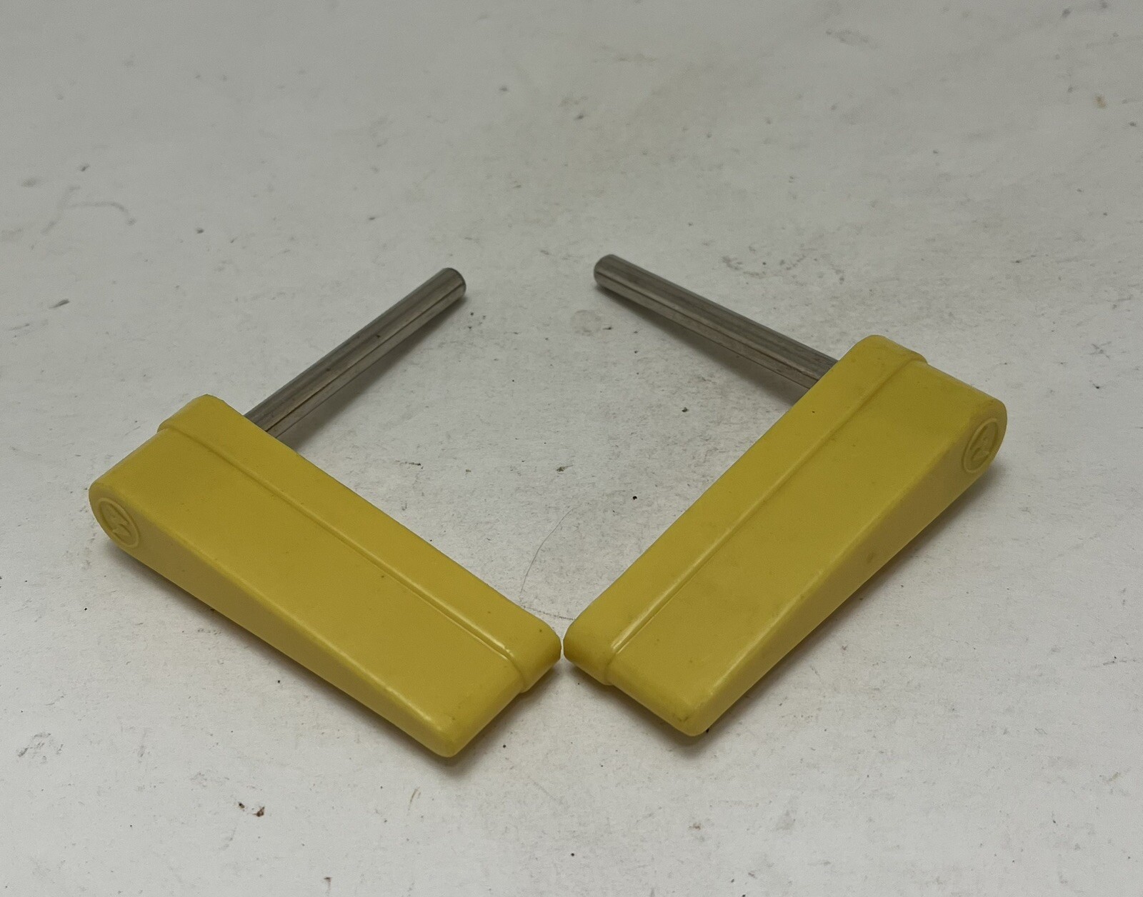 (2) New Authentic Williams Logo Pinball Machine Part EM SS Yellow Flipper Bat