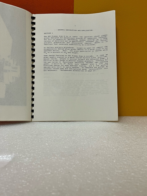 SPI 11006 Plasma-Prep X Operation & Maintenance Manual