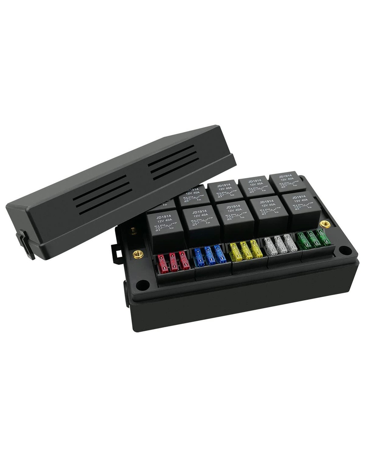 12V Fuse Relay Box with 15 Fuse Slots & 10 Relay Slots for 4/5 Pin | Complete...