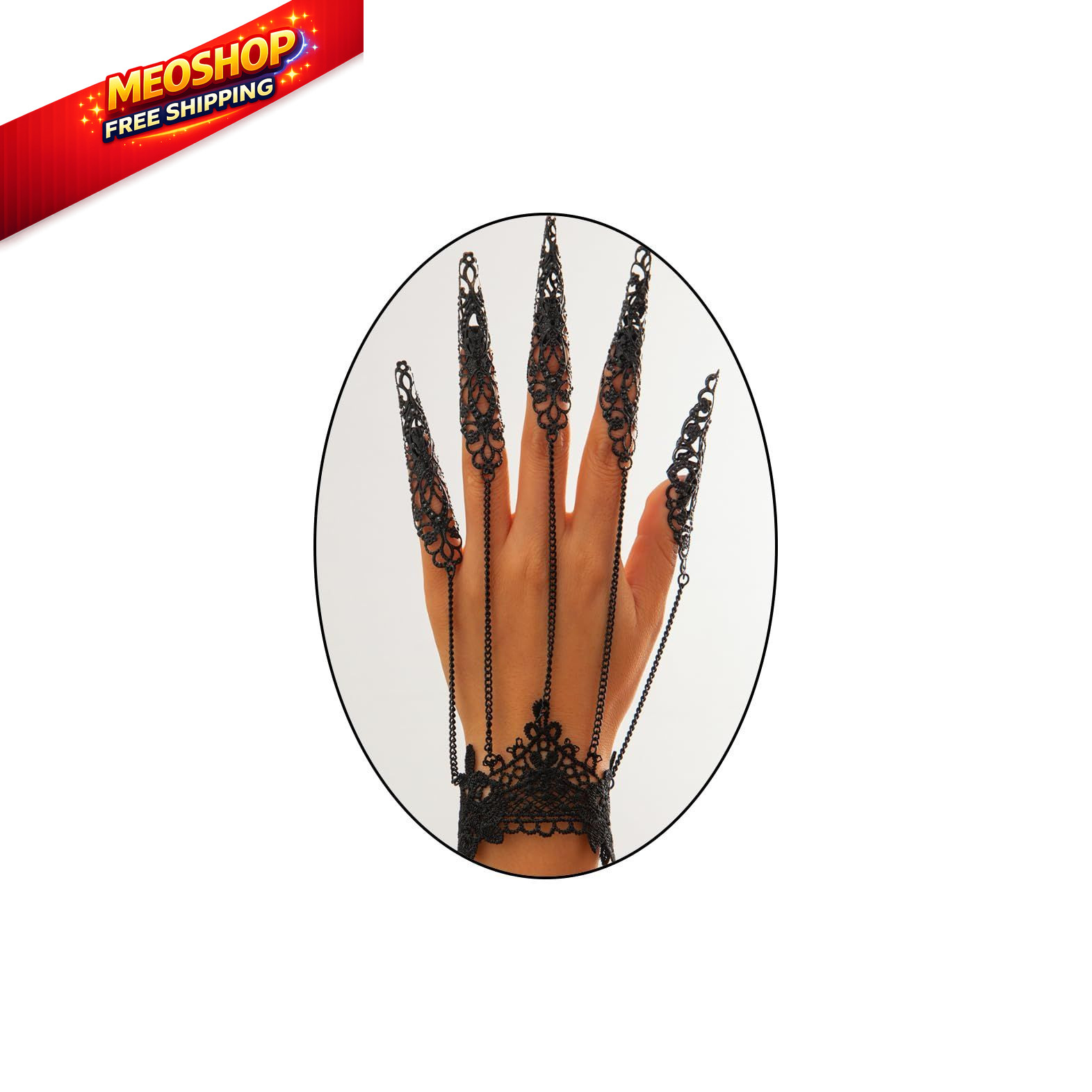 OAOSIOH Gothic Bracelets Finger Nails Tip Claw Rings for Large, Black -1Pcs