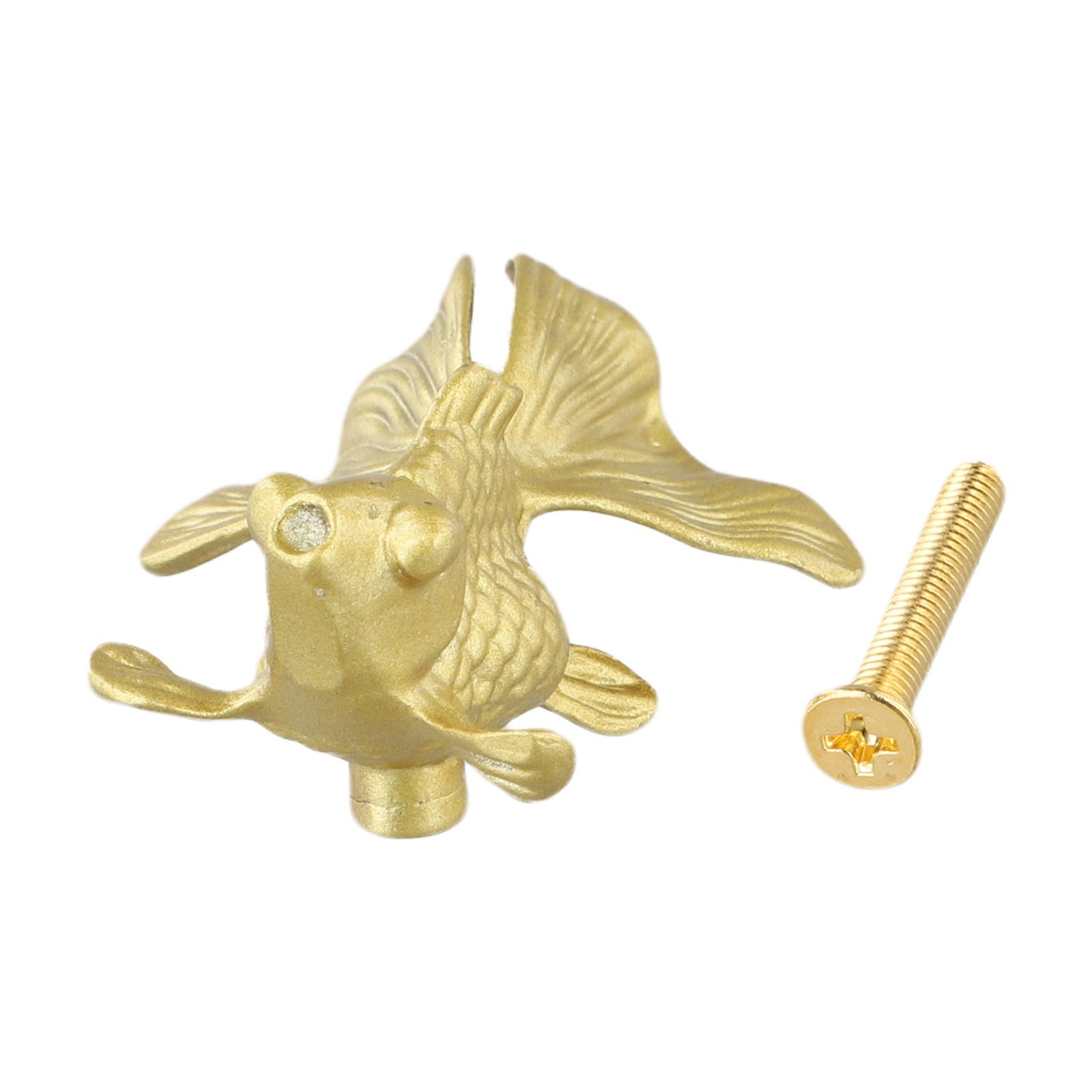 Striking Goldfish Patterned Cabinet Handle Knobs Solid Brass Construction