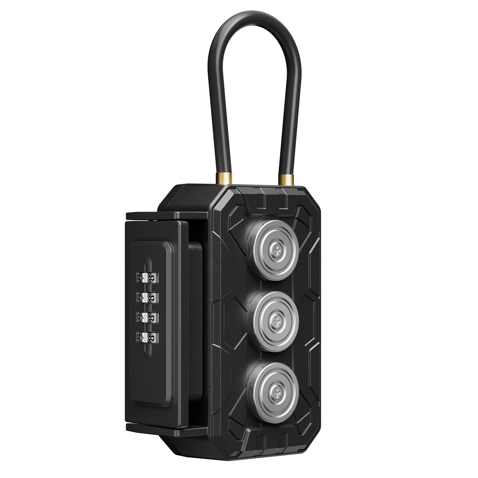 Magnetic Key Lock Box with Removable Cable Shackle Indoor Standard1, Black