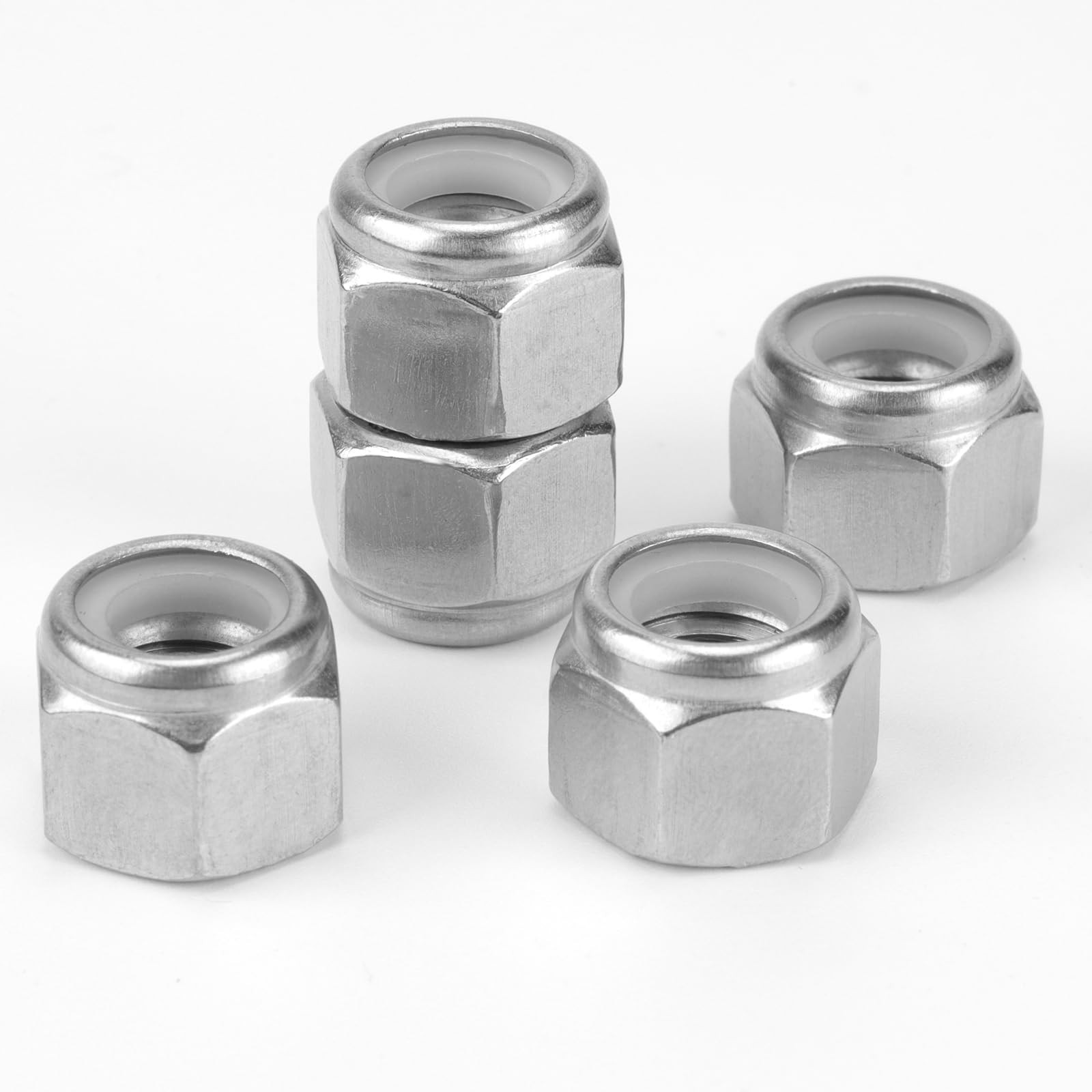 100 Pack #10-24 Lock Nuts, 304 (A2-70) Stainless Steel Nylon Insert Locknuts,...