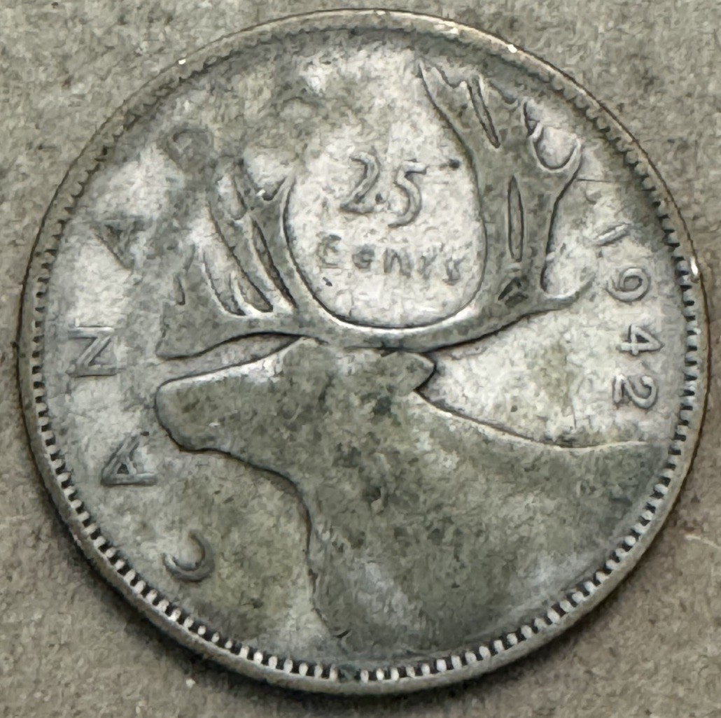 Canada - 1942 - 25 Cents - 80% Silver Canadian Coin - King George VI