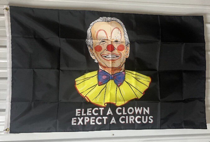 Trump Flag FREE SHIPPING Biden Circus Clown USA American Man cave Sign 3x5